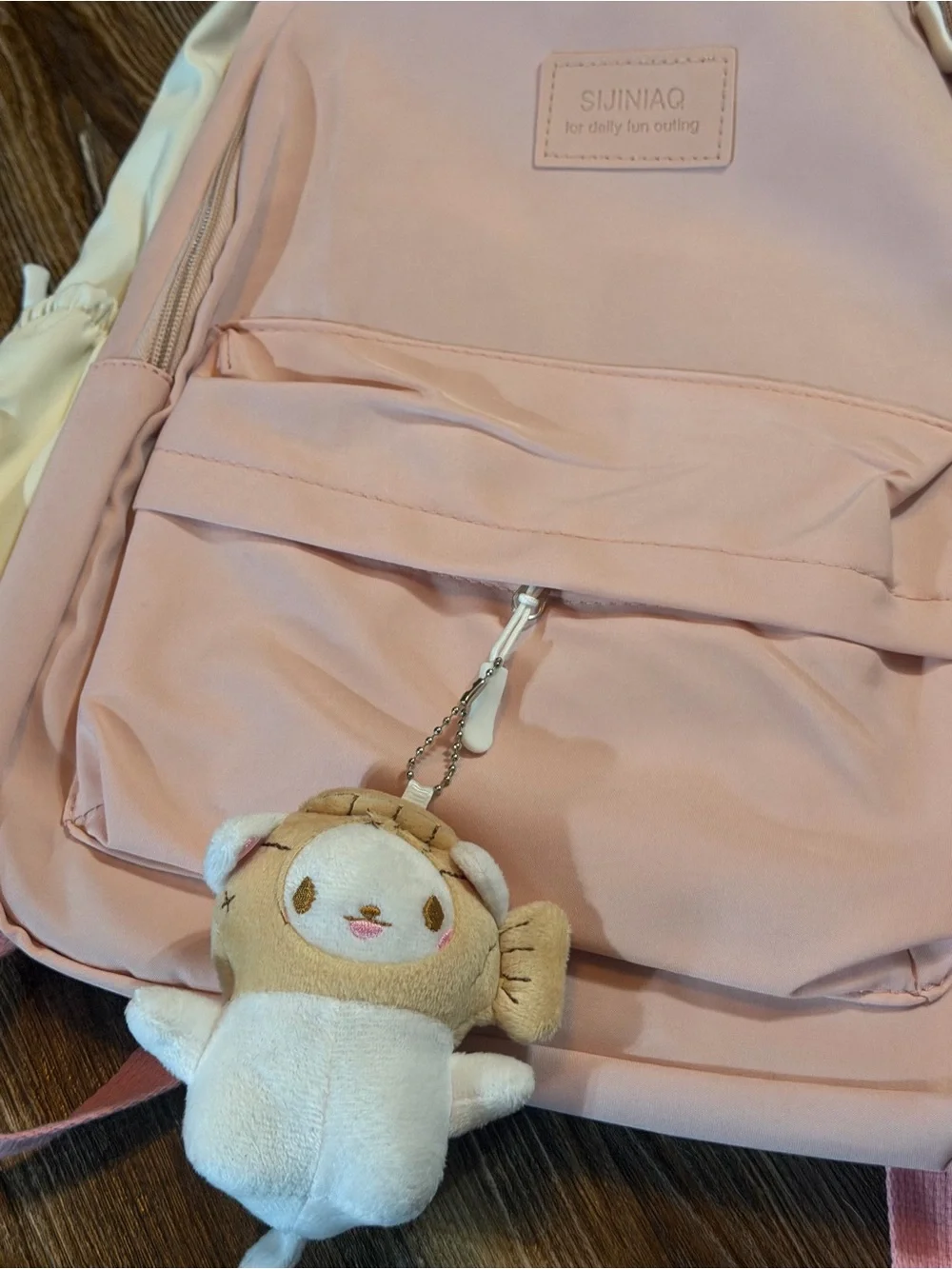 Pink Kids Backpack with Plush Charm